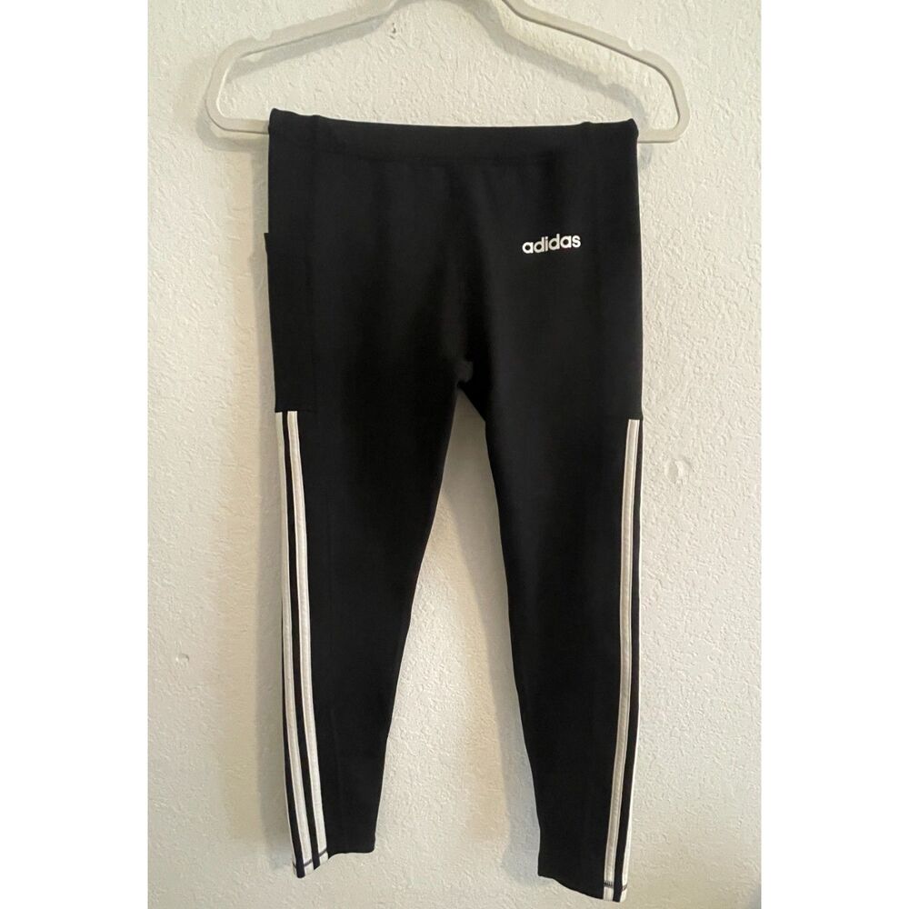 Adidas Climalite Women's Size S Athletic Leggings Black/White 3 Stripes New #13